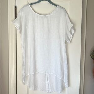 Terzo Millennio 100% Linen Button-Back whiteTunic Top Women’s Medium boho italy